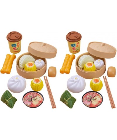 2 Sets Kids Pretend Play Toy Kitchen Cooking Toy Steamed Toy Food Chinese Breakfast Food Play Set Dollhouse Furniture (26Pcs)...