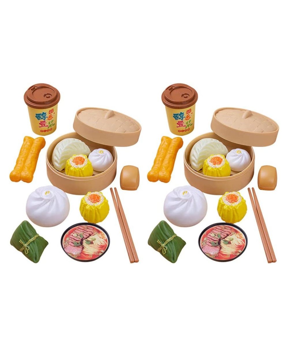 2 Sets Kids Pretend Play Toy Kitchen Cooking Toy Steamed Toy Food Chinese Breakfast Food Play Set Dollhouse Furniture (26Pcs)...