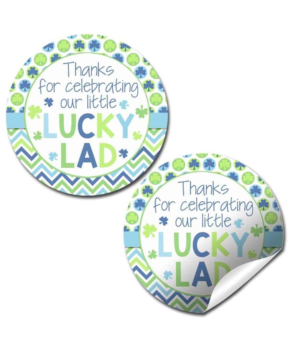 Lucky Lad First Birthday Clover St. Patrick’s Day Birthday Thank You Sticker Labels for Boys 40 2" Party Circle Stickers by A...