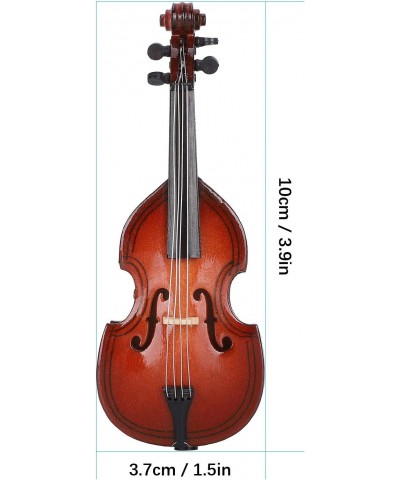 10cm Wooden Miniature Bass Ornament with Stand Bow and Case Mini Replica Musical Instrument Collectible Miniature Dollhouse M...