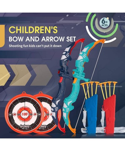 KUARLUBI 2 Bow and Arrow Sets Archery Play Toy Pack for Kids 2 Luminous Bows 2 Archery Target 8 Suction Cups Safe Arrows 2 Qu...