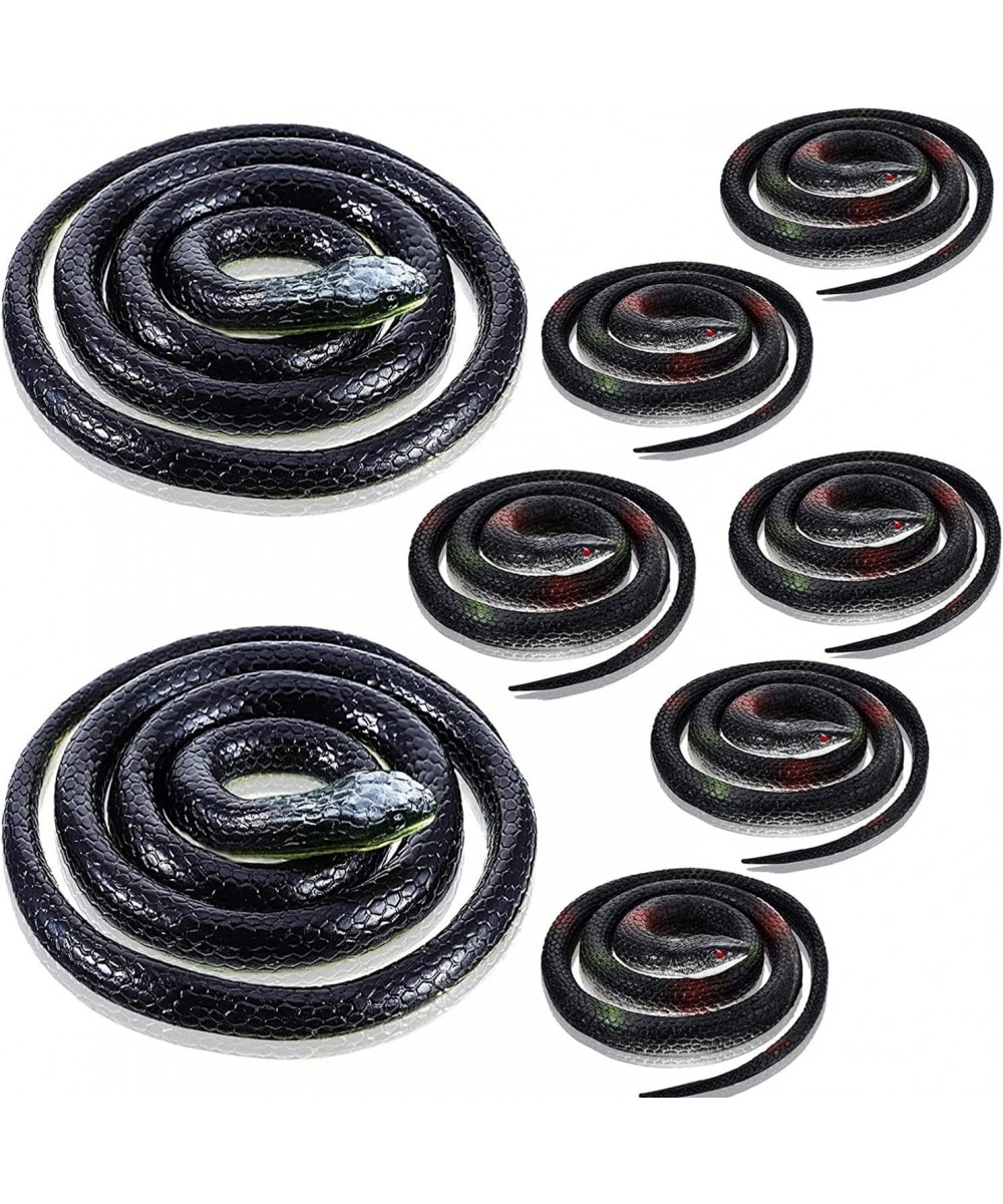 8 PCS Large Realistic Rubber Snakes Fake Snake Black Mamba Snake Toys for Garden Props to Scare Birds Squirrels Mice Prank St...