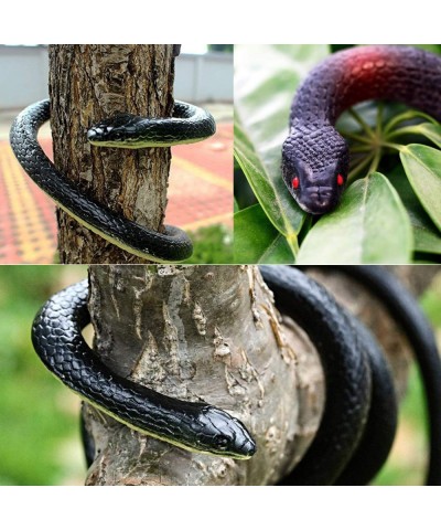 8 PCS Large Realistic Rubber Snakes Fake Snake Black Mamba Snake Toys for Garden Props to Scare Birds Squirrels Mice Prank St...