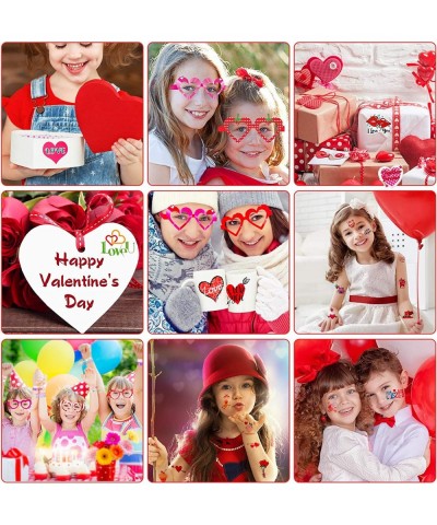 115Pcs Valentines Day Party Favors for Kids Valentines Heart Stamps Heart Glasses Temporary Tattoos Heart Stickers Assorted T...