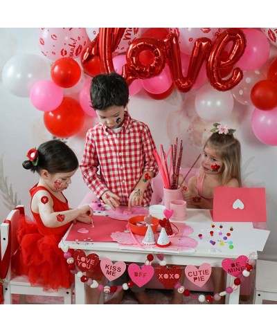 115Pcs Valentines Day Party Favors for Kids Valentines Heart Stamps Heart Glasses Temporary Tattoos Heart Stickers Assorted T...