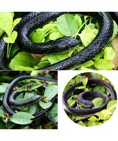 8 PCS Large Realistic Rubber Snakes Fake Snake Black Mamba Snake Toys for Garden Props to Scare Birds Squirrels Mice Prank St...