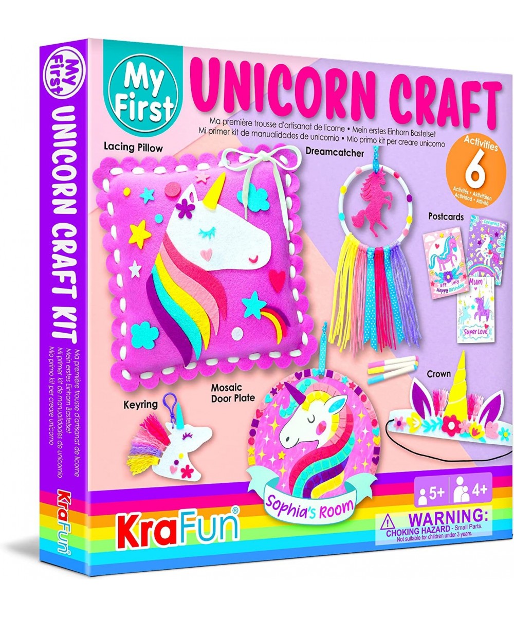 Unicorn Arts & Crafts Kit for Girls Beginner Includes 6 Creative Activities No Sew Lacing Pillow Sew Coloring Dreamcatcher Mo...