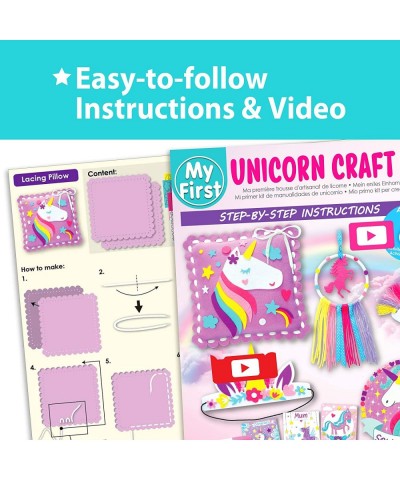 Unicorn Arts & Crafts Kit for Girls Beginner Includes 6 Creative Activities No Sew Lacing Pillow Sew Coloring Dreamcatcher Mo...