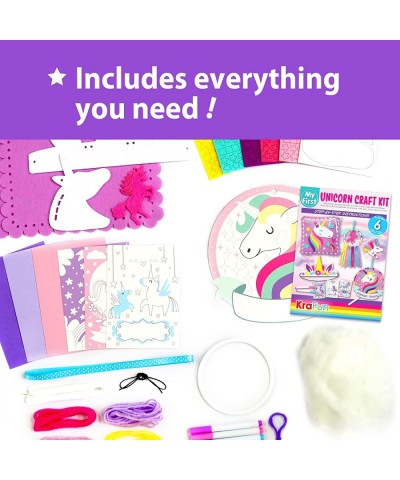 Unicorn Arts & Crafts Kit for Girls Beginner Includes 6 Creative Activities No Sew Lacing Pillow Sew Coloring Dreamcatcher Mo...