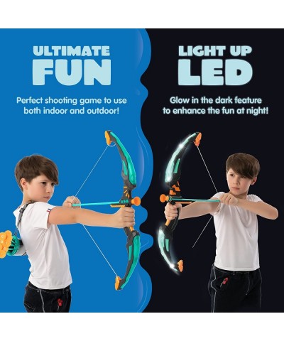 Kids Bow and Arrow Set LED Light Up Archery Toy Set with 9 Suction Cup Arrows Target & Quiver Indoor and Outdoor Hunting Play...