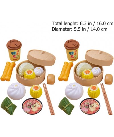 2 Sets Kids Pretend Play Toy Kitchen Cooking Toy Steamed Toy Food Chinese Breakfast Food Play Set Dollhouse Furniture (26Pcs)...