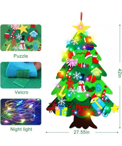 DIY Felt Christmas Tree-3.5 FT Wall Felt Christmas Tree Set with 32 Ornaments and LED String Lights (10'') for Toddlers Kids ...