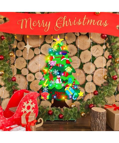 DIY Felt Christmas Tree-3.5 FT Wall Felt Christmas Tree Set with 32 Ornaments and LED String Lights (10'') for Toddlers Kids ...