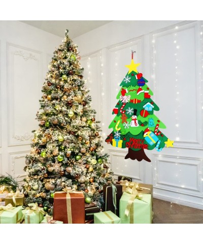 DIY Felt Christmas Tree-3.5 FT Wall Felt Christmas Tree Set with 32 Ornaments and LED String Lights (10'') for Toddlers Kids ...