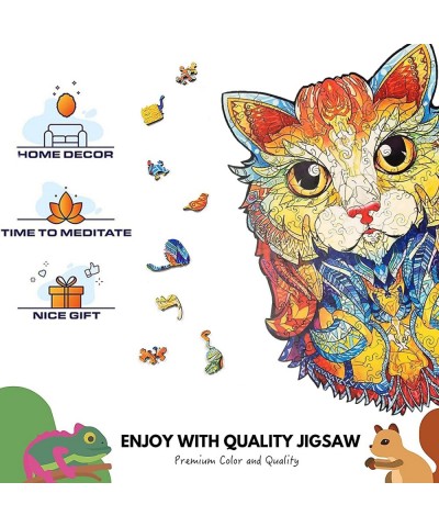 Wooden Puzzles for Adults Cat Wooden Jigsaw Puzzle 245 Pcs Unique Wooden Animals Shaped Puzzles Challenging Wooden Puzzles Be...