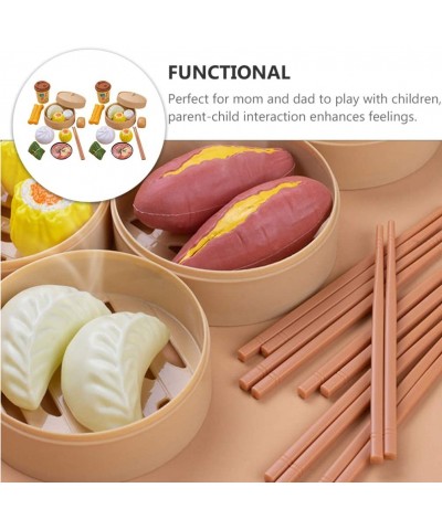 2 Sets Kids Pretend Play Toy Kitchen Cooking Toy Steamed Toy Food Chinese Breakfast Food Play Set Dollhouse Furniture (26Pcs)...