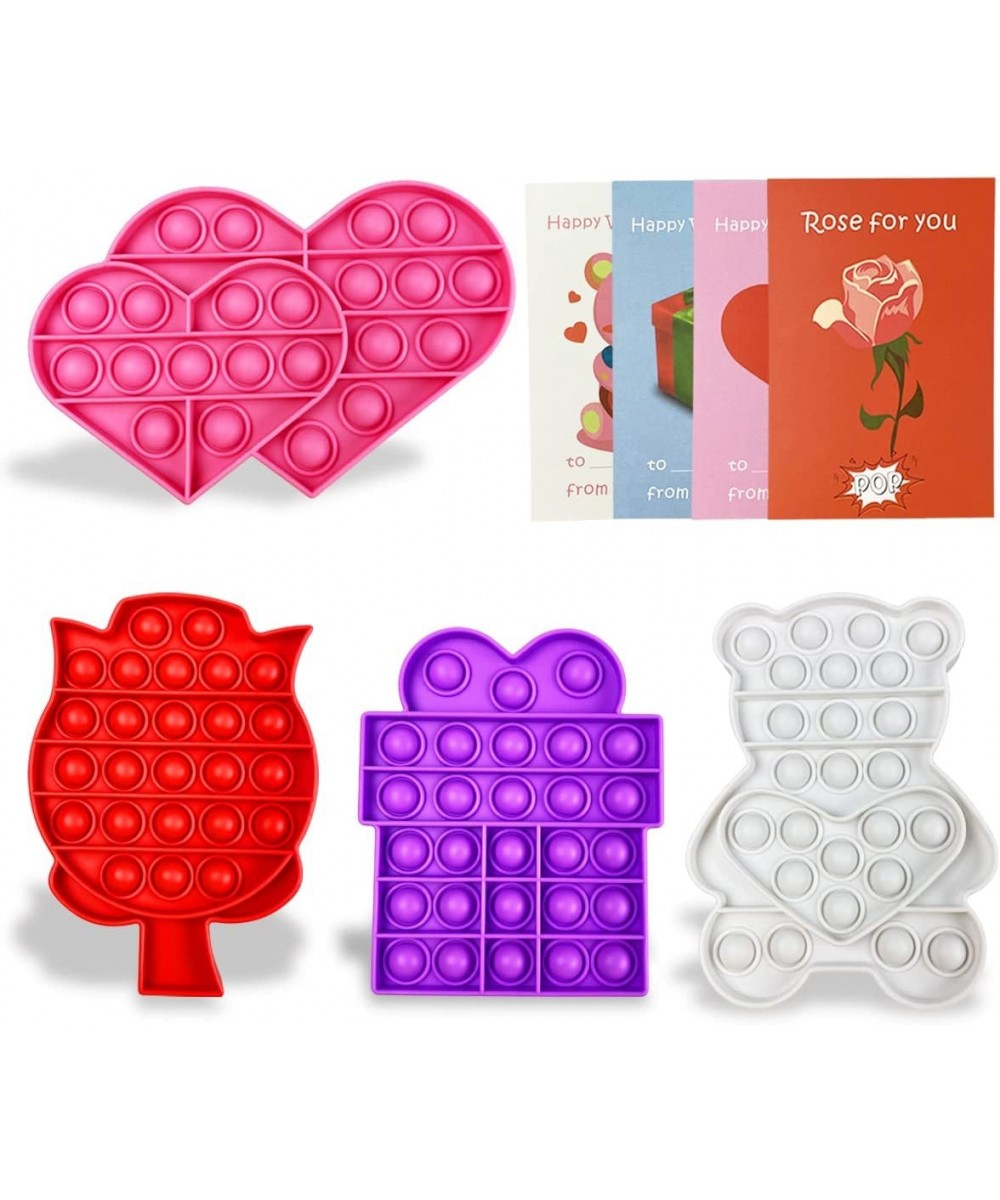 4 Pack Valentines Fidget Sensory Pop Toys with Cards for Him Kids School Class Classroom Valentines Day Cards It Gifts Prizes...