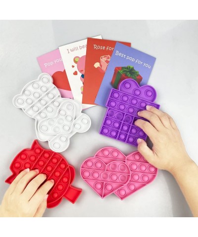 4 Pack Valentines Fidget Sensory Pop Toys with Cards for Him Kids School Class Classroom Valentines Day Cards It Gifts Prizes...