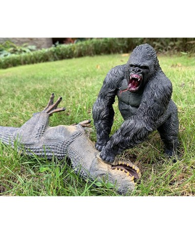 King Kong VS Vastatosaurus Rex Dinosaur Toys with Realistic Rock Action Figure Rampage Gorilla Fight Tarbosaurus Animal Figur...