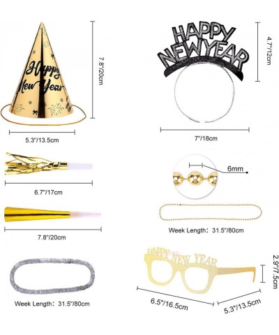 8 New Year Eve Party Decorations Kit Includes Cone Hats Tiaras Eyeglasses Squawkers Horns Necklaces and Leis for New Year Par...