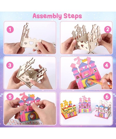 12 Set Build & Paint Wooden Castle Crafts Kit for Kids - Girls Princess Birthday Party Game Activity Art and Crafts for Kids ...