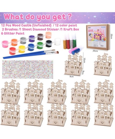 12 Set Build & Paint Wooden Castle Crafts Kit for Kids - Girls Princess Birthday Party Game Activity Art and Crafts for Kids ...