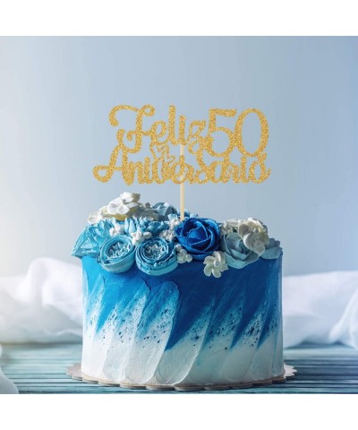 Feliz 50 Aniversario Cake Topper 50th Anos De Amor Wedding Decor Happy 50th Anniversary Party Supplies Gold Glitter. $14.67 K...