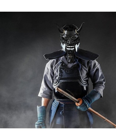 Halloween Samurai Mask Japanese Samurai Mask Ghost Samurai Latex Mask Ninja Ghost Assassin Halloween Costume Cosplay Mask (Bl...