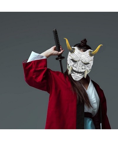 Halloween Samurai Mask Japanese Samurai Mask Ghost Samurai Latex Mask Ninja Ghost Assassin Halloween Costume Cosplay Mask (Bl...