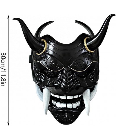 Halloween Samurai Mask Japanese Samurai Mask Ghost Samurai Latex Mask Ninja Ghost Assassin Halloween Costume Cosplay Mask (Bl...