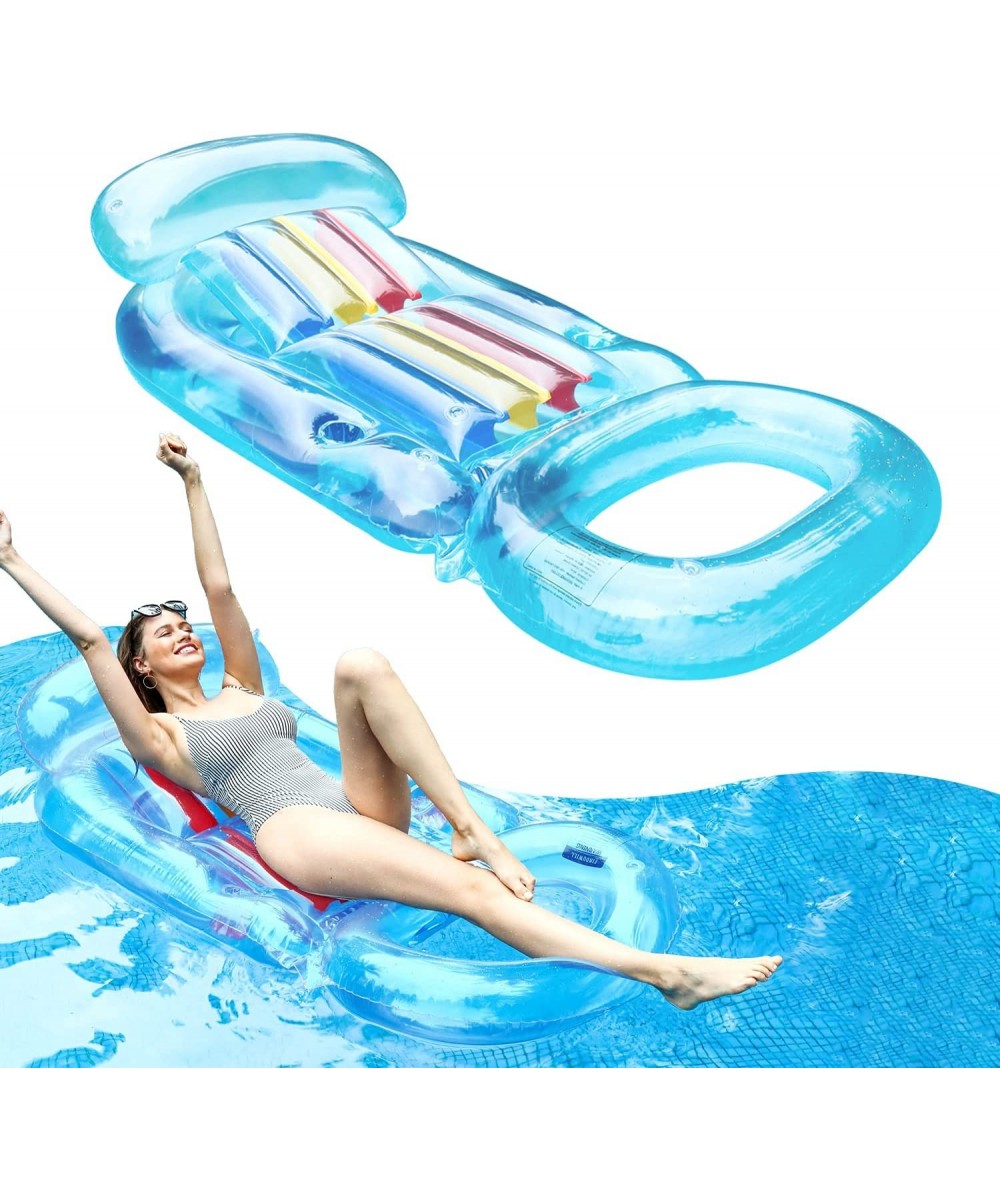 Pool Floats for Adults Inflatable 62" X 33" Pool Floats with Cup Holder Swimming Pool Lounger with Headrest Backrest & Footre...