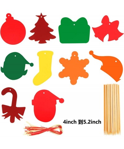 60 Pieces of Christmas Scratch Paper Art Craft Set Colorful Christmas Scratch Ornaments Snowflake Candy Santa Elk for Home De...