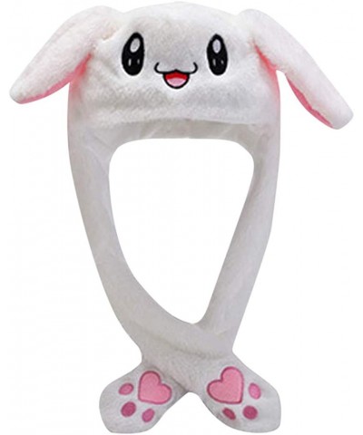 Cute Bunny Hat with Moving Ears Funny Plush Embroidery Moving Rabbit Hat Pinching Ear to Move Kawaii Fashion Hat for Party (W...