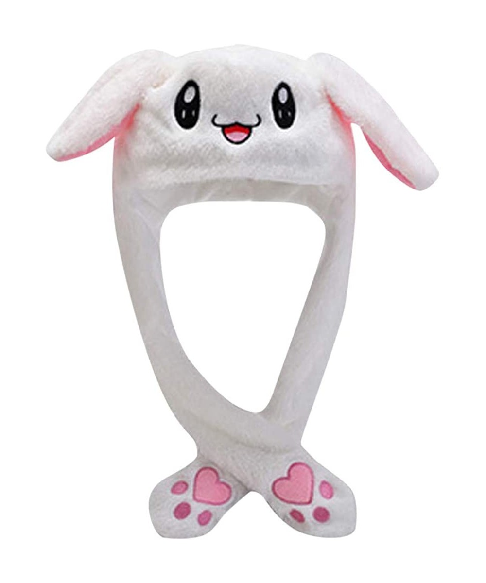 Cute Bunny Hat with Moving Ears Funny Plush Embroidery Moving Rabbit Hat Pinching Ear to Move Kawaii Fashion Hat for Party (W...