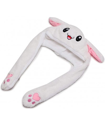 Cute Bunny Hat with Moving Ears Funny Plush Embroidery Moving Rabbit Hat Pinching Ear to Move Kawaii Fashion Hat for Party (W...