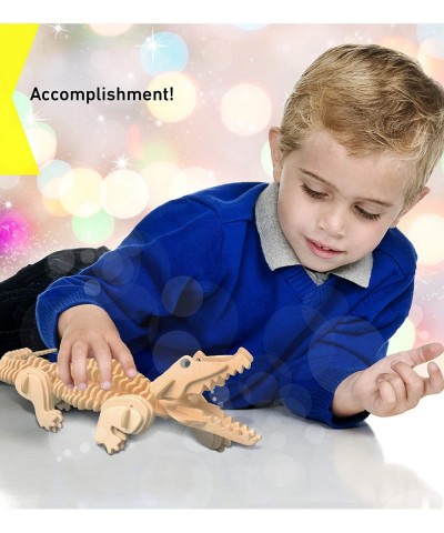 3D Puzzle Alligator Wood Craft Construction Model Kit Fun Unique & Educational DIY Wooden Toy Assemble Model Unfinished Craft...