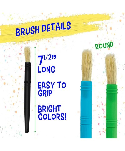 10-Piece Large Round Children's Chubby Hog Bristle Tempera Paint Brush Set - Fun Kid's Party School Student Class Craft Paint...