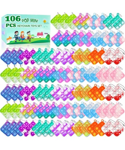 106 PCS Mini Pop Keychain Fidget Sensory Toys Fidget Mini Pop Fidget Keychain Toy Party Favors Birthday Gifts Bubble Pop Desk...