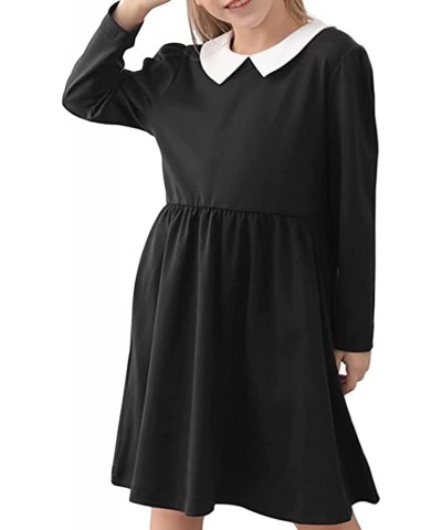 Halloween Costume Girls Wednesday Addams costume Black Velvet Peter Pan Dress 4-12 Years $29.17 Kids' Costumes