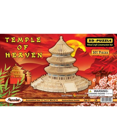 Bundle of Lucky Dragon & Phoenix Dragon Boat and Temple of Heaven Wooden 3D Puzzle Construction Kit Educational DIY Toy Assem...