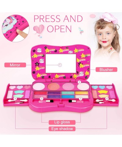 Kids Washable Makeup Kit Fold Out Makeup Palette with Mirror Make Up Toy Cosmetic Kit Gifts for Girls - Safety Tested- Non To...