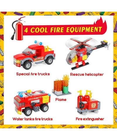 City Fire Station Building Kit Fun Firefighter Toy Building Set for Kids with Toy Fire Truck Helicopter Best Learning Educati...