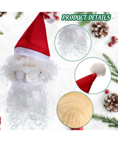 Santa Suit Christmas Costume Set Include Inflatable Fake Belly Santa Wig Beard and Hat Glasses and Gloves 6 Pieces for Christ...