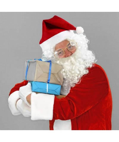 Santa Suit Christmas Costume Set Include Inflatable Fake Belly Santa Wig Beard and Hat Glasses and Gloves 6 Pieces for Christ...