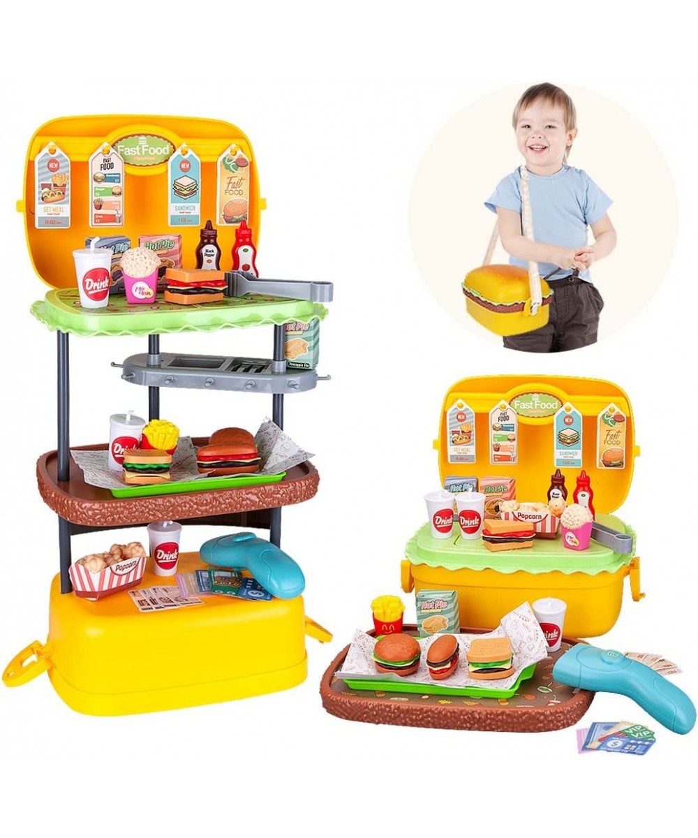 Pretend Play Fast Food Shop Toys Play Food Sets for Kids Kitchen Fake Food Toys Educational Role Play Toys Gift for Toddlers ...