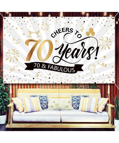 Happy 70th Birthday Backdrop Background Banner Large Men Women 70th Anniversary Backdrop Photo Booth Cheers to 70 Years Banne...