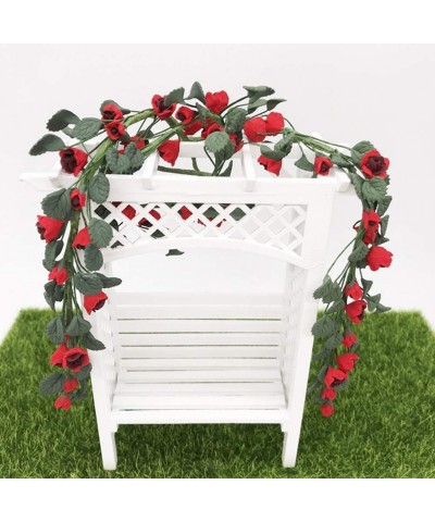 1/12 Simulation Fake Rose Flowers Branch Garland Doll House Miniature Garden Ornaments Purple $16.88 Dollhouse Accessories