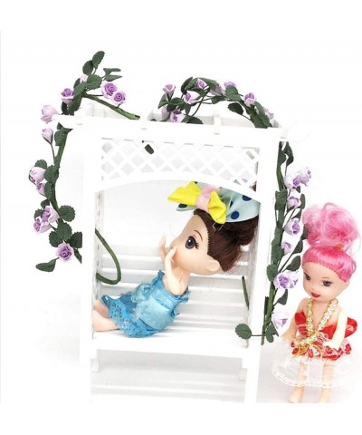 1/12 Simulation Fake Rose Flowers Branch Garland Doll House Miniature Garden Ornaments Purple $16.88 Dollhouse Accessories