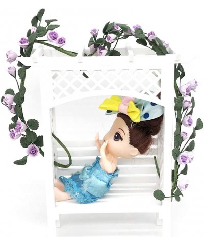 1/12 Simulation Fake Rose Flowers Branch Garland Doll House Miniature Garden Ornaments Purple $16.88 Dollhouse Accessories