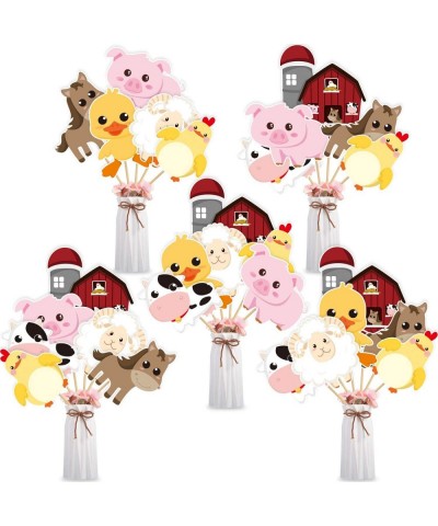 28 Pieces Farm Animal Centerpiece Cards and Sticks for Farm Theme Party Table Toppers Farm Animal Birthday Party Decoration B...